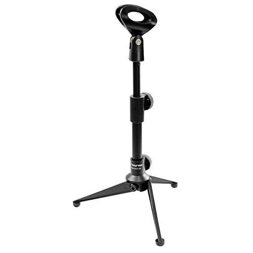 Pyle Desktop Tripod Microphone Stand - Adjustable Height 10.6'' to 12.6'' Inch High with Heavy Duty Clutch Support Weight 5 Lbs. - Ideal for Recording Podcast or Desktop Application PMKSDT26