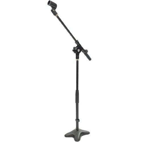 Pyle Universal Compact Microphone Stand - Mic Mount Holder Height Adjustment 19.0” to 26.0” Inch and Telescoping Boom Extension Adjustable Up to 16.0'' w/ Knob Style Tension Lock Mechanism - PMKS7