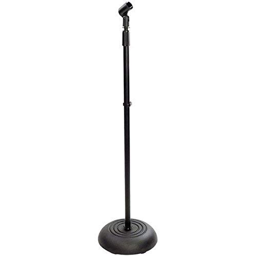 Pyle Compact Base Black Microphone Stand - Mic Holder Adjustable Height from 33.5