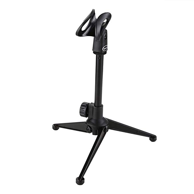 Koolertron Tabletop Tripods Metallic Support Metal Stand Bracket Stents Two-head Microphone Holder (Black-20)