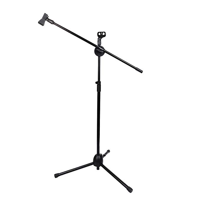 Koolertron Tripod Boom Microphone Stand Dual Mic Clip / Collapsible Adjustable Mic Stand
