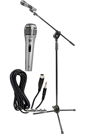 Pyle Professional Handheld Microphone + Stand + 6.5FT Cable & Clip Package