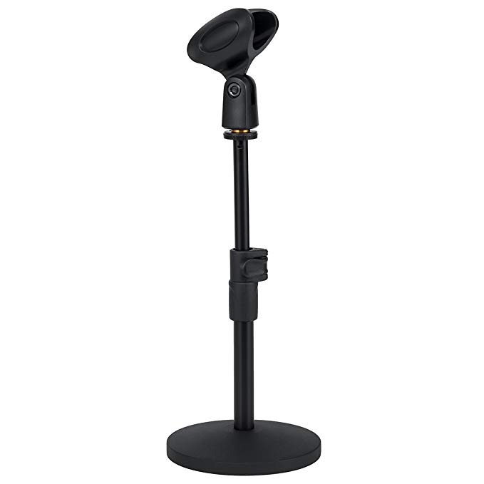Universal Desktop Microphone Stand, Heavy Iron Base Adjustable MIC Tabletop Stand with Microphone Clip such as Sm57 Sm58 Sm86 Sm87