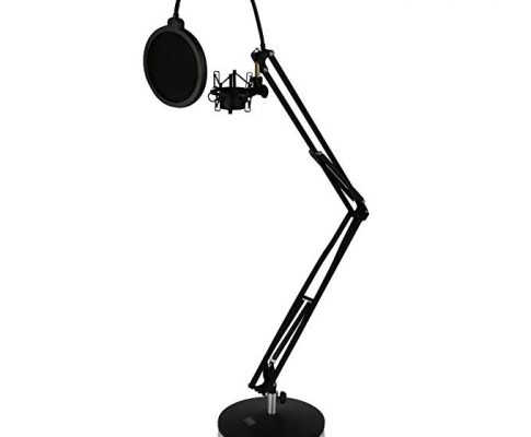Tabletop Suspension Microphone Boom Stand – Studio Scissor Arm Mic Mount, Includes Pop Filter & Anti-Vibration Shock Mount – Pyle PMKSH24 Review