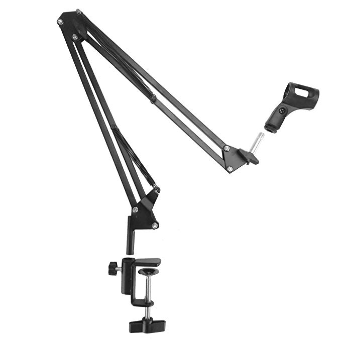 Microphone Suspension Boom Desktop Scissor Arm Stand Adjustable Mic Extendable Durable Steel Stander On Desk With Table Mounting Clamp Radio Broadcasting Studio, Live Broadcast Equipment, TV Stations