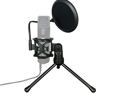 Pro Desktop Microphone Tripod Stand with Pop Filter & Shock Mount, Microphone Holder and Pop Filter Mask Shield for Studio Vocal Recording Podcasts, Online Chat, Meetings and Lectures By TKGOU (TK-2) Review