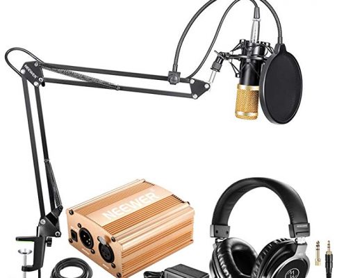 Neewer NW-800 Condenser Microphone(Black/Gold) and Monitor Headphones Kit with 48V Phantom Power Supply (Gold), NW-35 Boom Scissor Arm Stand, Shock Mount and Pop Filter for Home Studio Sound Recording Review